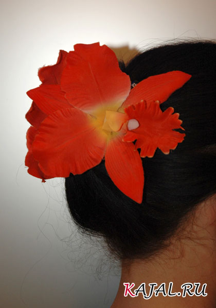 Заколка для волос Оранжевая орхидея № 1