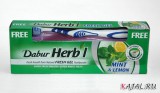 Зубной освежающий гель Mint & Lemon Dabur Herb'l с зубной щеткой