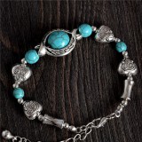 Серебристый браслет с голубыми камнями